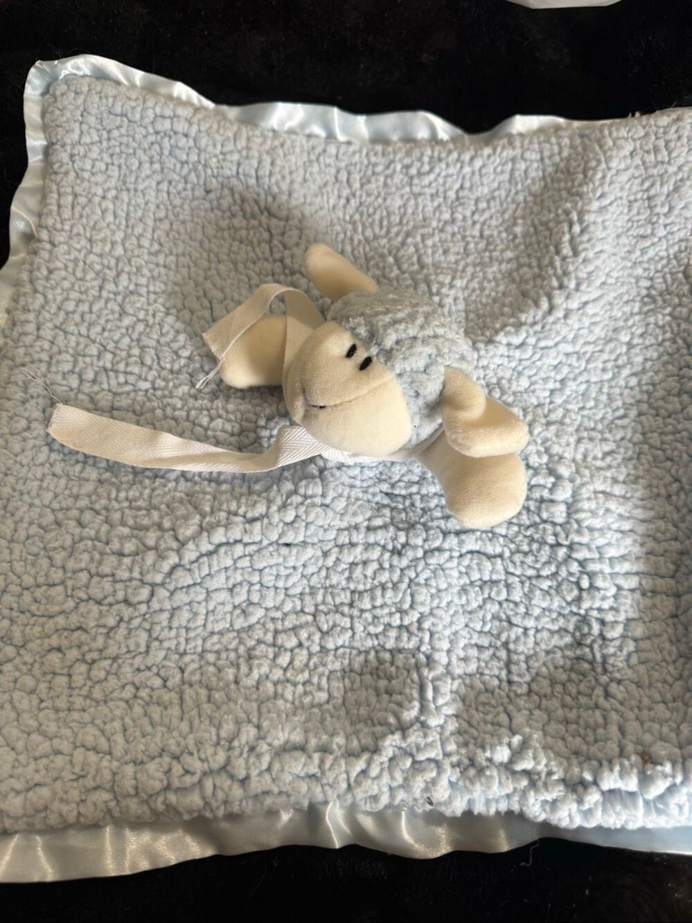 Stephan Baby blue  Bunny Rabbit Plush Lovey Security Blanket Fuzzy Sherpa